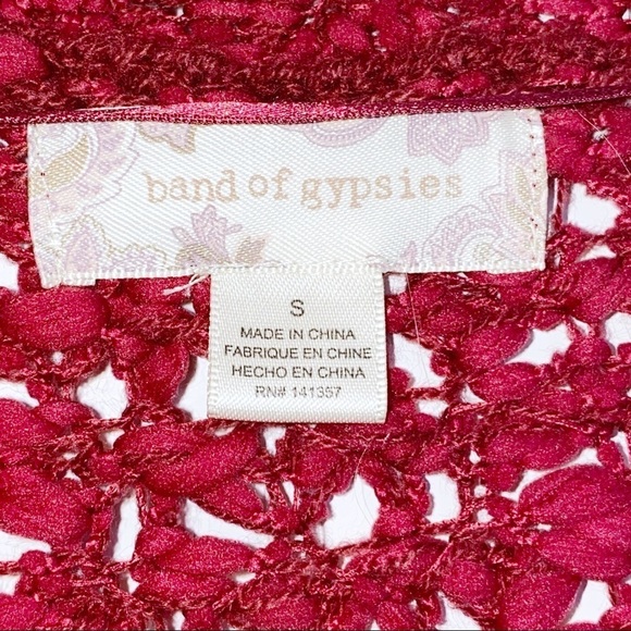 Band of Gypsies | Open Knit Sweater Red Crop Small - Picture 8 of 13